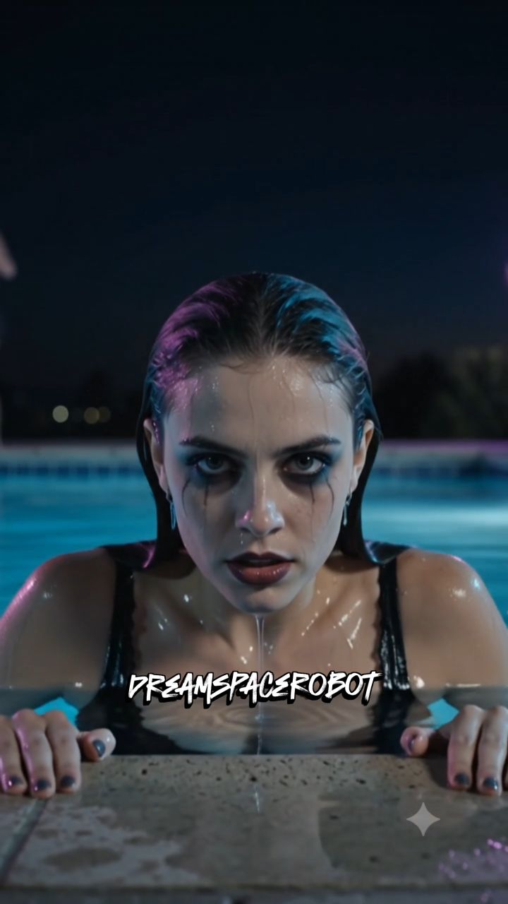 Goth girl pool party